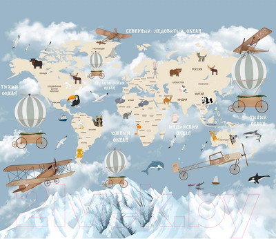 Фотообои листовые Citydecor Детская Карта мира 81 (300x260см)