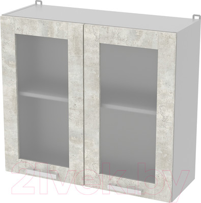 Шкаф навесной для кухни Интерлиния Компо ВШ80ст-720-2дв (бетон лайт)