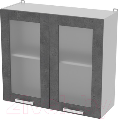 Шкаф навесной для кухни Интерлиния Компо ВШ80ст-720-2дв (бетон портленд)