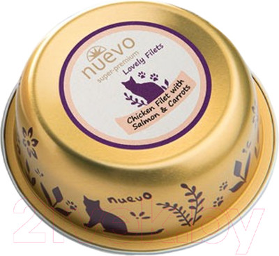 Влажный корм для кошек Nuevo С куриным филе, с лососем, морковью и лососевым маслом / 95303 (85г)