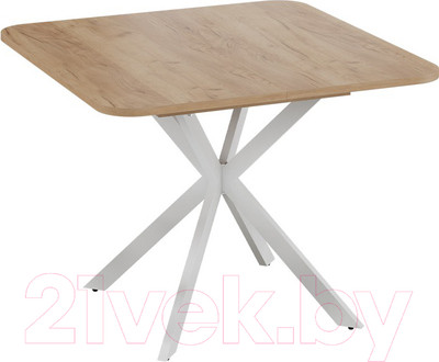 Обеденный стол ТриЯ Лиссабон тип 1 (белый муар/дуб крафт золотой)