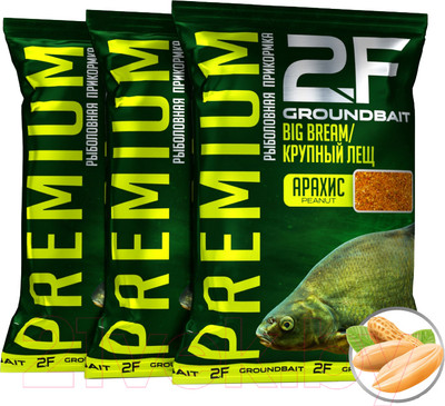 Набор для прикормки 2F Premium Крупный лещ Арахис (3кг, желтый)