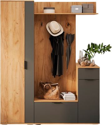 Секция в прихожую ТриЯ Эвита №1 (дуб крафт золотой/графит серый)