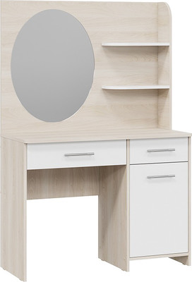 Туалетный столик с зеркалом ТриЯ Эвита (дуб гарден/белый глянец)