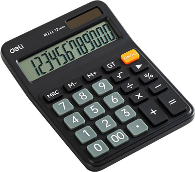 Калькулятор Deli EM222 (черный)