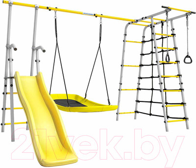 Игровой комплекс Romana Богатырь Плюс 2 / 103.12.06 (лодка качели, серый/желтый)