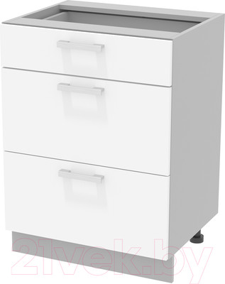 Шкаф-стол кухонный Интерлиния Компо НШ60рш3 1м+2б (белый платинум)