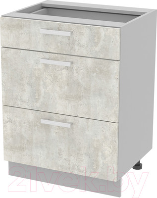 Шкаф-стол кухонный Интерлиния Компо НШ60рш3 1м+2б (бетон лайт)