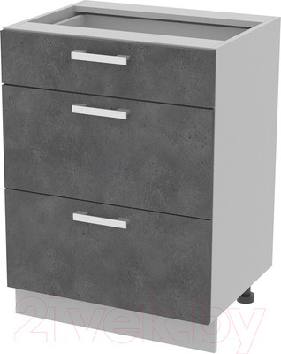 Шкаф-стол кухонный Интерлиния Компо НШ60рш3 1м+2б (бетон портленд)