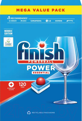 Таблетки для посудомоечных машин Finish PowerBall Power Essential (120шт)