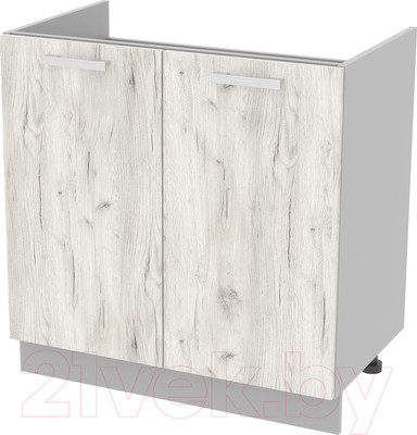 Шкаф под мойку Интерлиния Компо НШ80м-2дв (дуб белый)