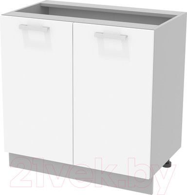 Шкаф-стол кухонный Интерлиния Компо НШ80р-2дв (белый платинум)