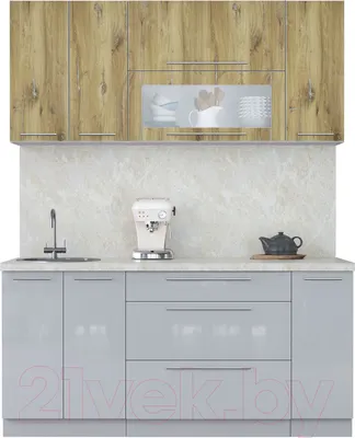 Кухонный гарнитур Interline Мила Пластик 1.7 В (дуб эпоксид/туманный глянец/опал светлый)