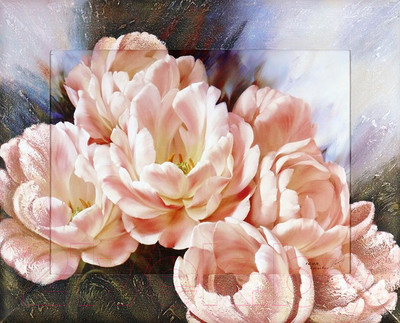 Картина Декарт Персиковые пионы 8Л2370 (в раме)
