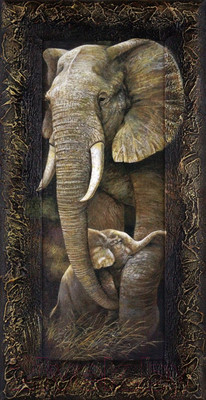 Картина Декарт Пара слон и слоненок 8Л0007 (в раме)