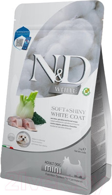Сухой корм для собак Farmina N&D White Dog Sea Bass Spirulina & Fennel Adult Mini (2кг)