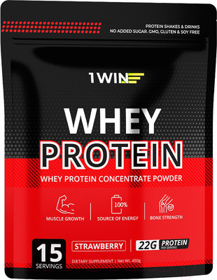 Протеин 1WIN Whey Protein (450г, клубника)