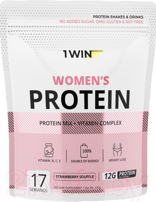 Протеин 1WIN Женский (425г, клубничное суфле)