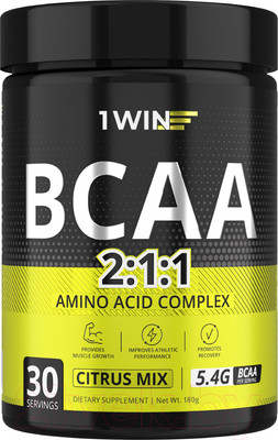 Аминокислоты BCAA 1WIN 2:1:1 (30 порций, 180г, цитрусовый микс)