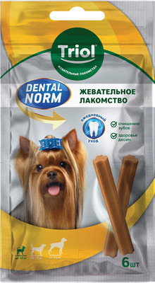 Лакомство для собак Triol Dental Norm Палочки жевательные для мелких пород / 10161005 (6шт)