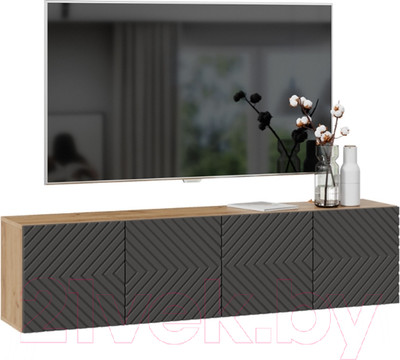 Тумба ТриЯ Танго ТВ тип 1 (дуб крафт золотой/холст вулкан)