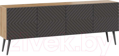 Тумба ТриЯ Танго ТВ тип 1 с опорами (дуб крафт золотой/холст вулкан/серый)