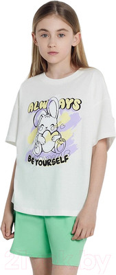 Комплект футболок детских Mark Formelle 117843-2 (р.110-56, белый/граффити на лаванде)