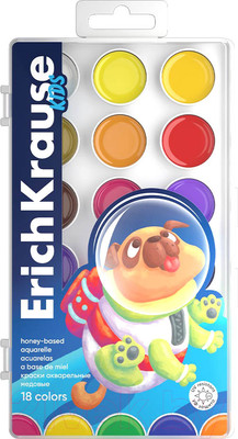 Акварельные краски Erich Krause Kids Space Animals / 61361 (18цв)