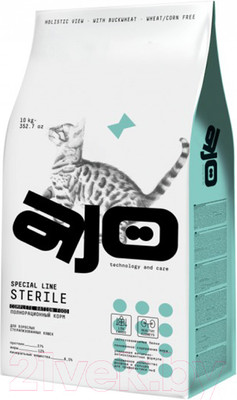 Сухой корм для кошек AJO Sterile Для активных стерилизованных кошек (10кг)