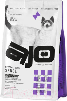 Сухой корм для кошек AJO Sense Для кошек с чувствительным пищеварением (400г)