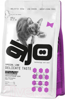 Сухой корм для кошек AJO Delicate Taste Для привередливых кошек и котят (400г)