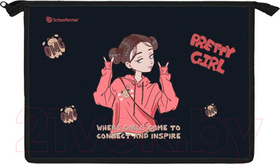 Папка для тетрадей Schoolformat Аниме девочка / ПТКМА4-АД (черный)