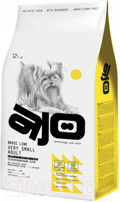Сухой корм для собак AJO Very Small Adult для миниат. пород с гречкой, индейка и ягненок (1.5кг)