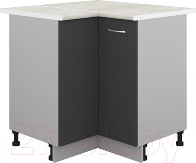 Шкаф-стол кухонный Кортекс-мебель Корнелия Лира НШУ угловой (антрацит/королевский опал)
