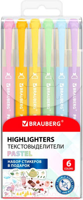 Набор маркеров Brauberg Pastel двусторонний / 152518 (6цв)