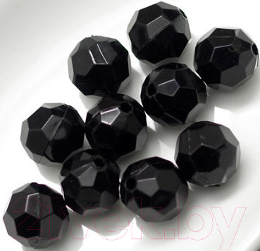 Набор бусин декоративных ХоббиБум Акриловые граненые круглые 10мм 500гр (черный)