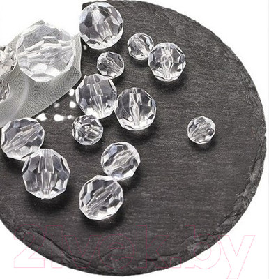 Набор бусин декоративных ХоббиБум Акриловые граненые круглые 8мм 500гр (прозрачный)