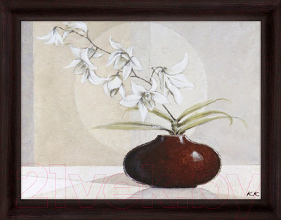 Картина Декарт Цветы в вазе на бежевом 8Л0336 (в раме)