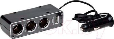 Разветвитель в прикуриватель Airline ASP-3U-07 (черный)