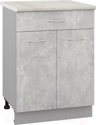 Шкаф-стол кухонный Кортекс-мебель Корнелия Лира НШ60р1ш (ателье светлый/королевский опал)