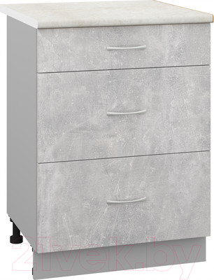 Шкаф-стол кухонный Кортекс-мебель Корнелия Лира НШ60р3ш (ателье светлый/королевский опал)