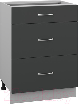 Шкаф-стол кухонный Кортекс-мебель Корнелия Лира НШ60р3ш без столешницы (антрацит)