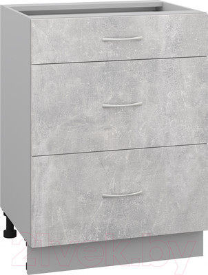 Шкаф-стол кухонный Кортекс-мебель Корнелия Лира НШ60р3ш без столешницы (ателье светлый)