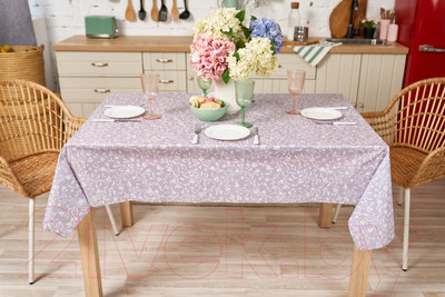 Скатерть Stolima Декор-шанс 5010-2 Цветочная фантазия/Спелая черника (180x130)