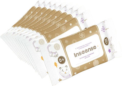 Влажные салфетки детские Inseense C экстрактом ромашки и витамином Е / Ins0122M (10x20шт)
