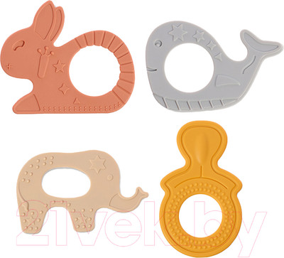 Набор прорезывателей для зубов Крошка Я Заяц, слон, кит, бутылочка / 10419812 (4шт)