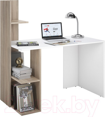 Письменный стол Domus Олимп левый / 11.021L.01.93 (белый/вяз либерти светлый)