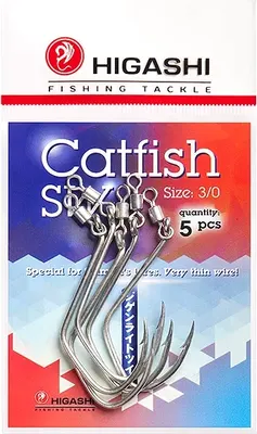 Набор крючков рыболовных Higashi Catfish №3/0 Tin SW / 03327