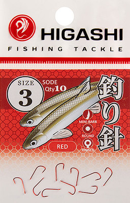 Набор крючков рыболовных Higashi Sode ringed #3 Red / 03674