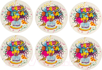Набор одноразовых тарелок Волшебная страна Happy Birthday / 007148 (6шт)